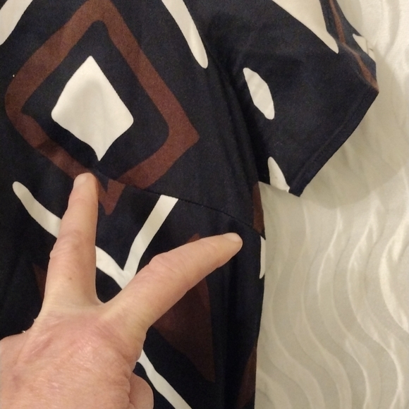 Lane Bryant Geometric Midi Dress Sz 14 button front tie belt - Picture 4 of 8